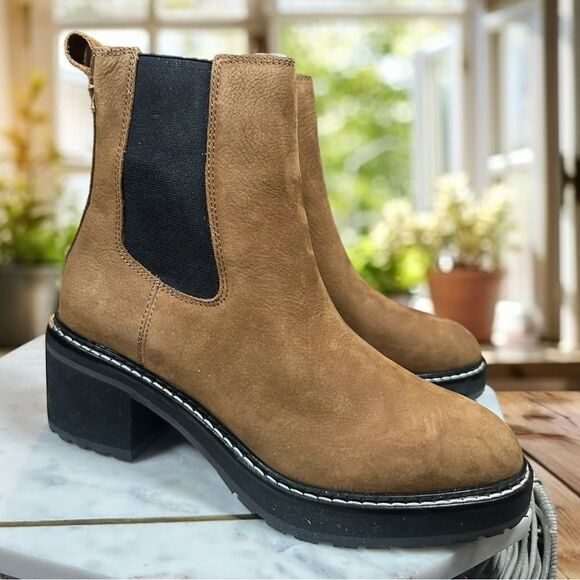 🆕 🔥 MADEWELL 🔥Carina Platform Chelsea Boot Burled Wood Size 7.5 - Picture 5 of 16